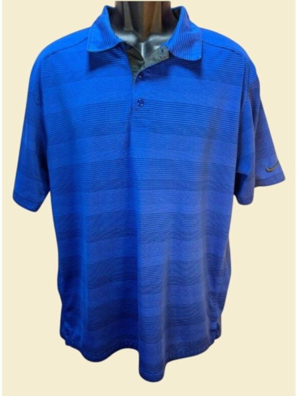 Niked Dri-Fit Mens Blue Striped Performance Polo Size Large
